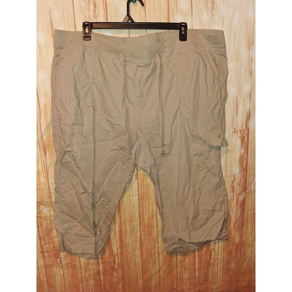 SJB Khaki Straight Leg Pull On Capri Pants Sz 3X